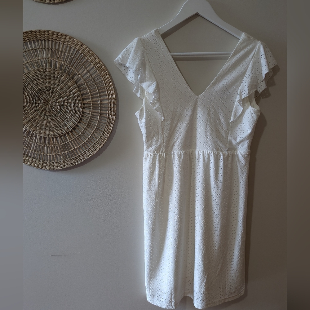 Ada Casey Eyelet Ruffle Sleeve Dress